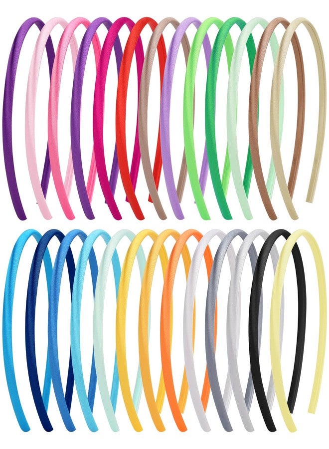 Fishdown 26 Pcs Satin Headbands for Girls DIY Craft Head Bands Hard Thin Headband Rubber Plastic Colorful Hairbands for Kids Teens Party Favors - Image 1